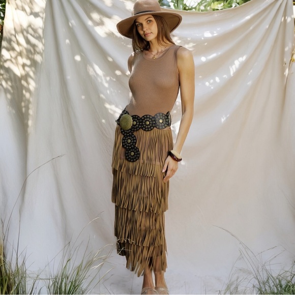 EB Luxe Dresses & Skirts - Fringe Detail Knit Tank Dress